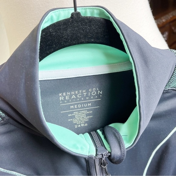 Kenneth Cole Reaction Athletic Jacket Full Zip Gray Teal Mesh Detail Size M - Picture 5 of 5